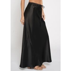 Zara Black Satin Draw String Skirt size xs